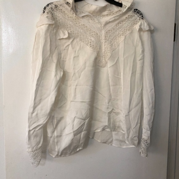 ❌SOLD❌Sandro high neck ruffle lace inset top - Picture 12 of 14